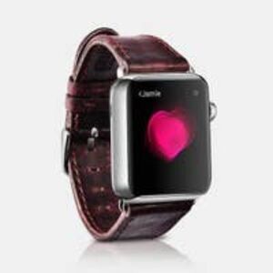 Wine Red Genuine Premium Cowhide Leather Watch Band for Apple Watch